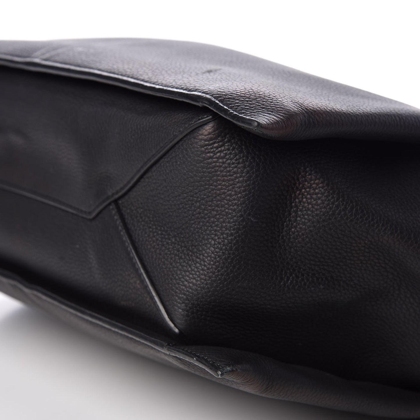 Baby Grained Calfskin Medium Tri-Fold Bag Black