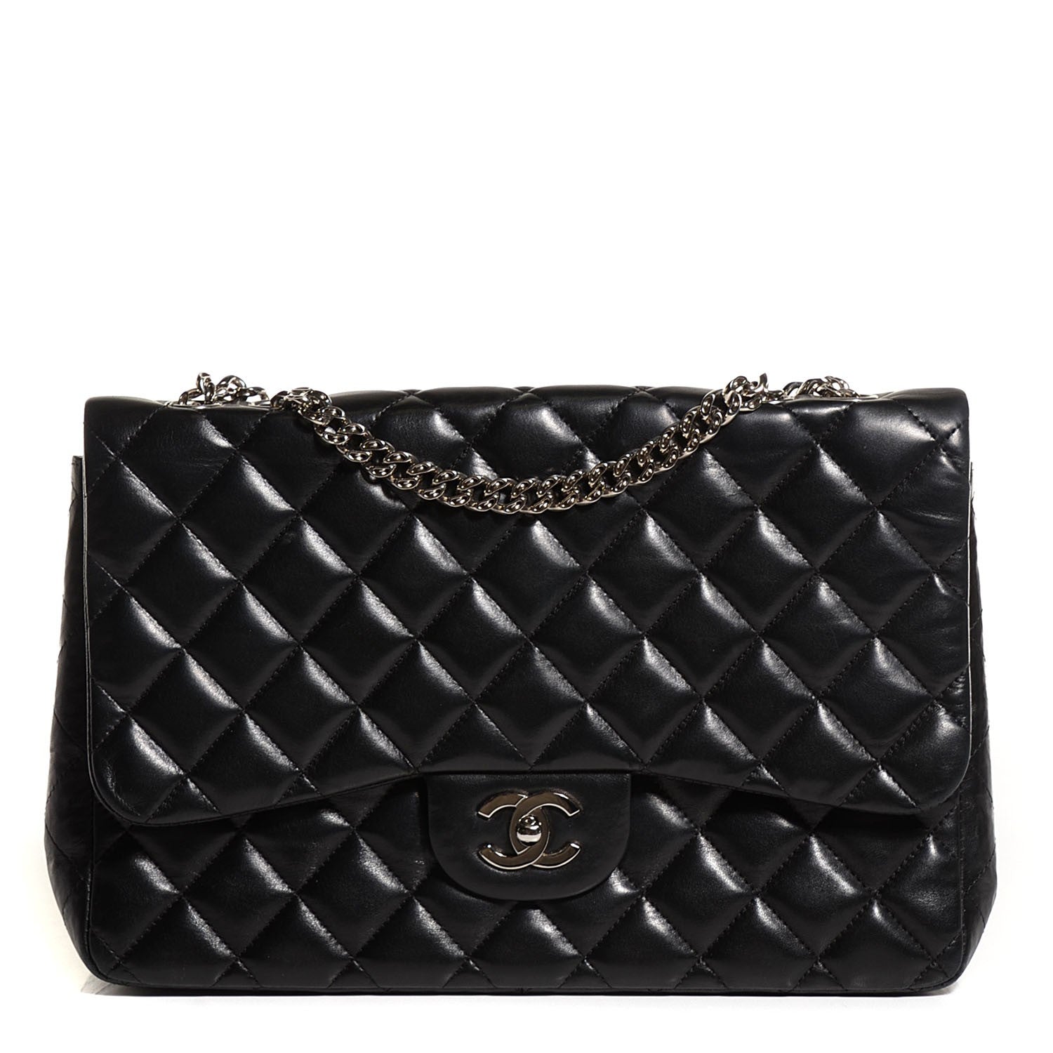 Chanel Lambskin Quilted Jumbo Flap with Bijoux Chain Black 1 of 8