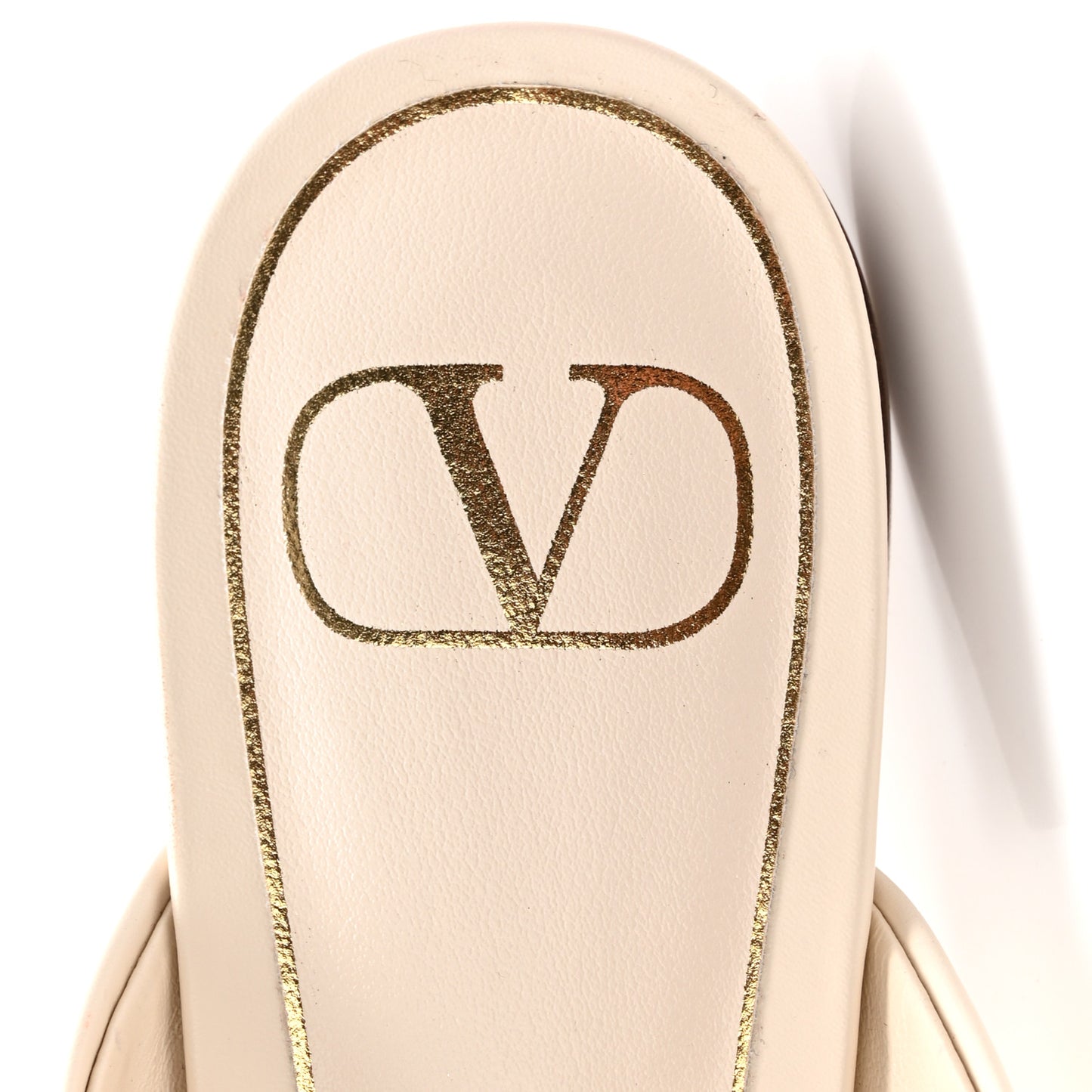 Calfskin Roman Stud Pointed Flat Mules 37 Light Ivory