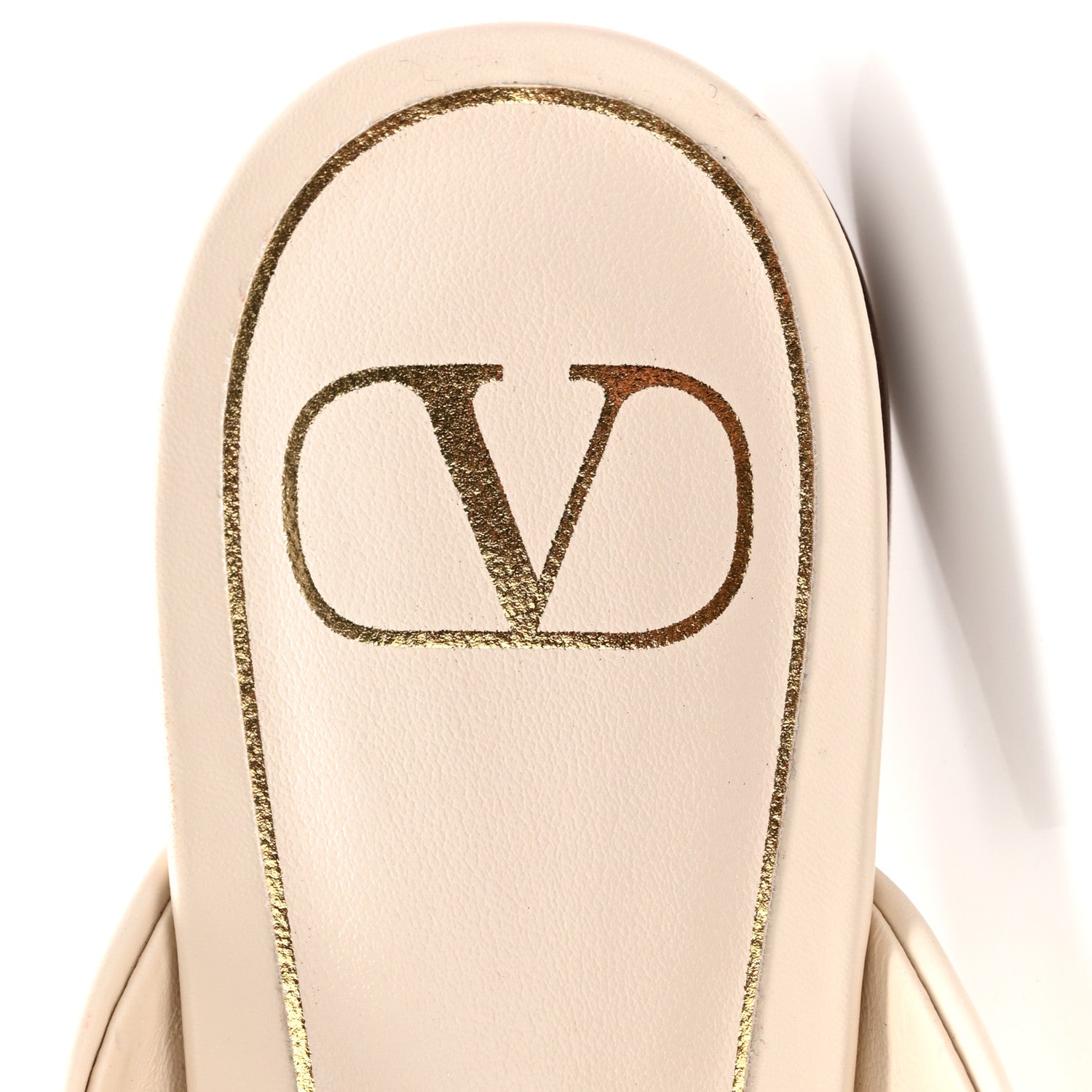 Valentino Garavani Calfskin Roman Stud Pointed Flat Mules 37 Light Ivory 8 of 9