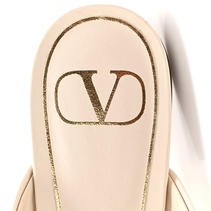 Valentino Garavani Calfskin Roman Stud Pointed Flat Mules 37 Light Ivory 8 of 9