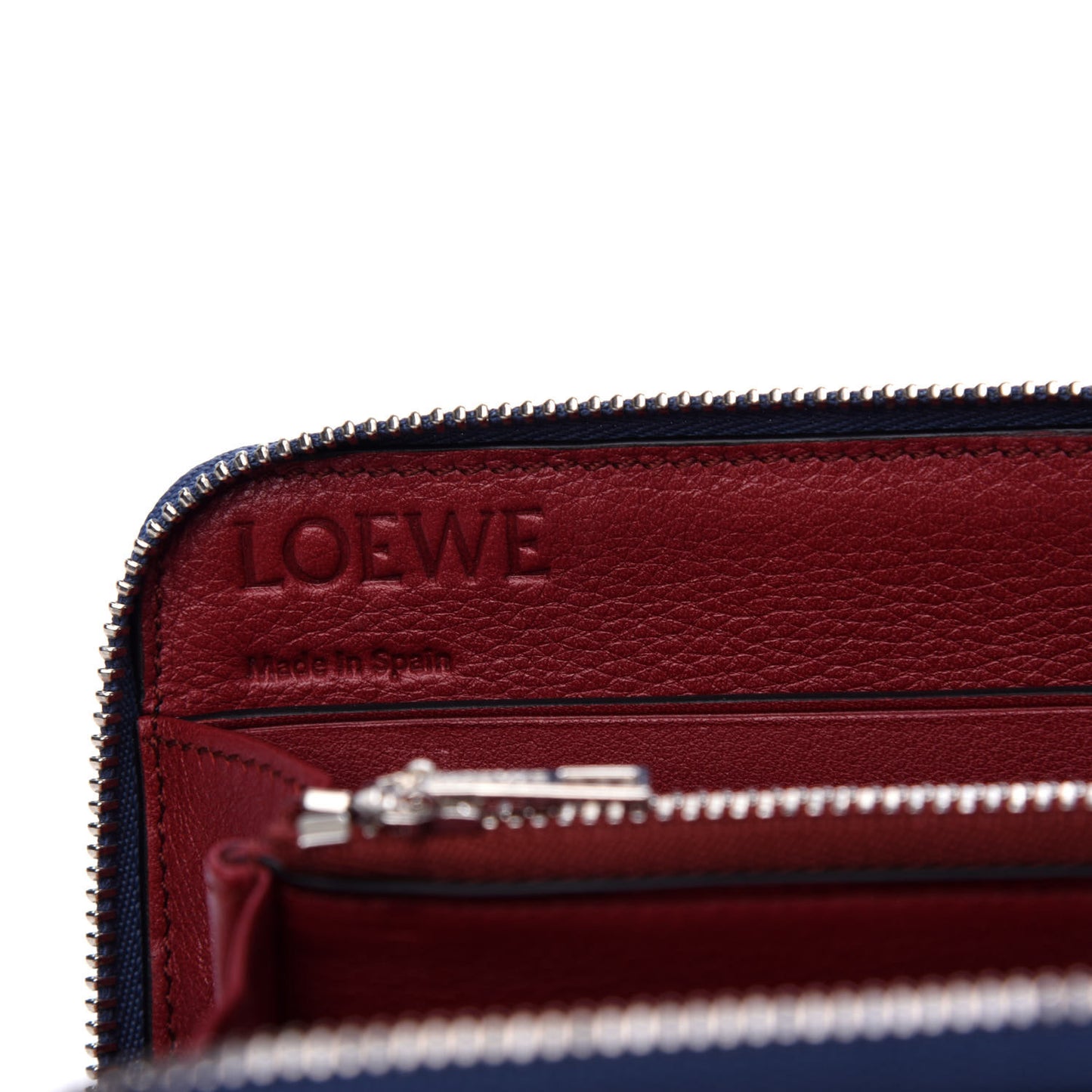 Grained Calfskin Zip Around Wallet Varsity Blue Honey