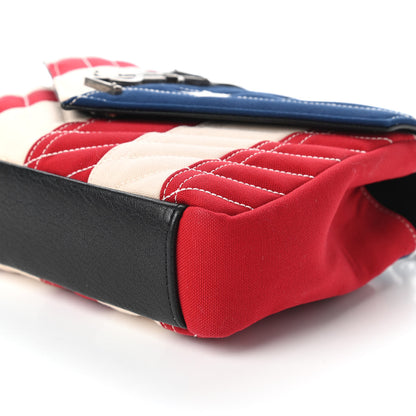Saint Laurent Canvas Matelasse Chevron American Flag Monogram Medium College Bag Red Blue 7 of 10