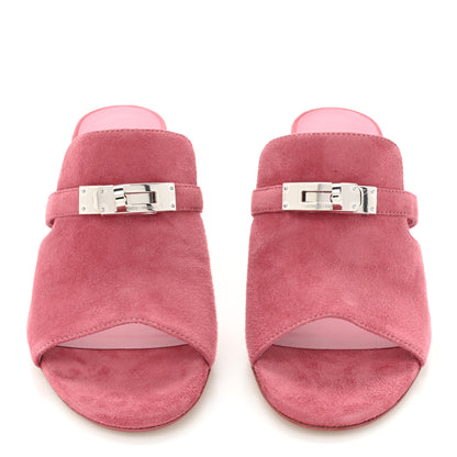 Hermes Suede Goatskin Satin Cute Sandals 36 Rose Aphrodite 2 of 9