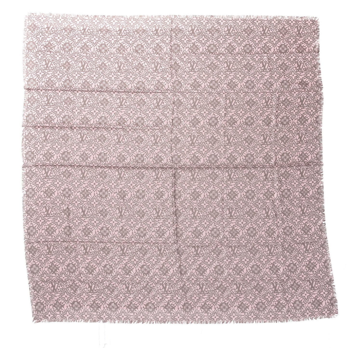 Silk Wool Monogram Dentelle Shawl Scarf Rose Poudre