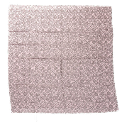 Louis Vuitton Silk Wool Monogram Dentelle Shawl Scarf Rose Poudre 1 of 3