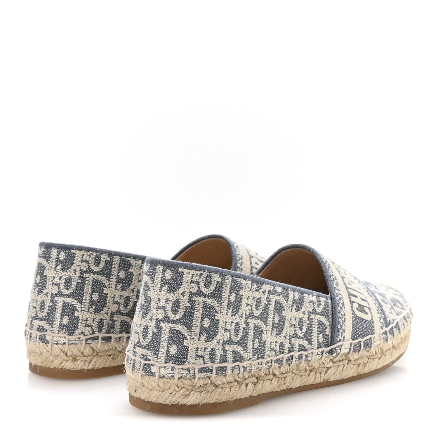 Christian Dior Oblique Chambray Raffia Effect Granville 15mm Espadrilles 38.5 Chambray Blue Ecru 5 of 9