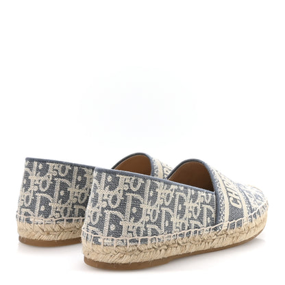 Christian Dior Oblique Chambray Raffia Effect Granville 15mm Espadrilles 38.5 Chambray Blue Ecru 5 of 9
