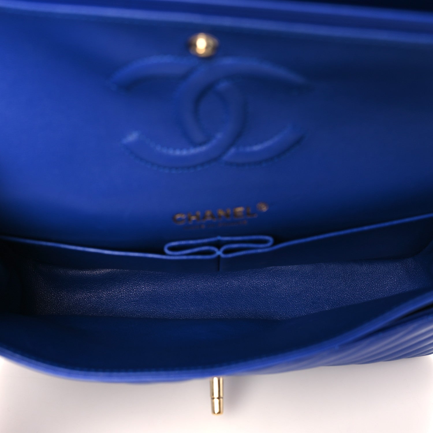 Chanel Lambskin Chevron Quilted Medium Double Flap Blue 4 of 9