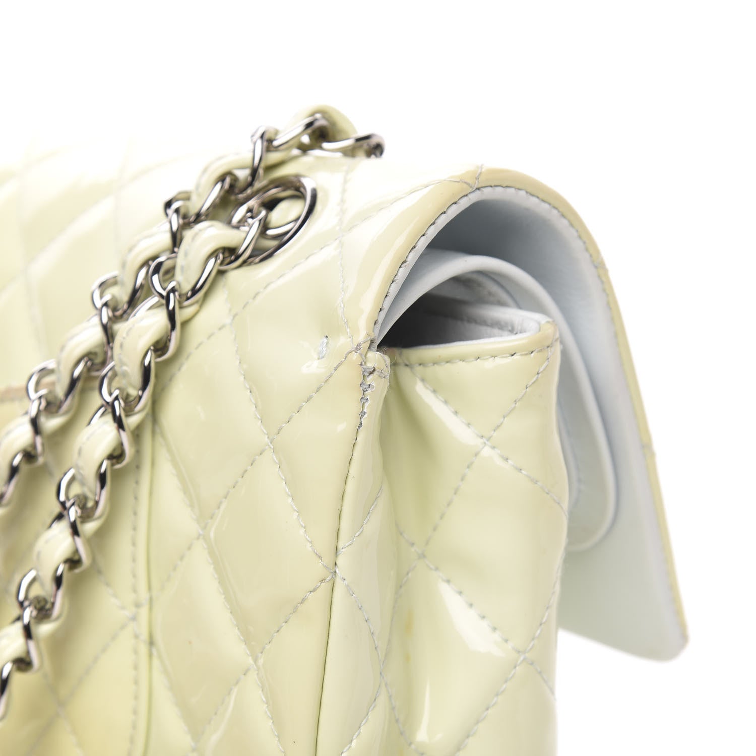 Chanel Patent Quilted Medium Double Flap Dark White 10 of 14