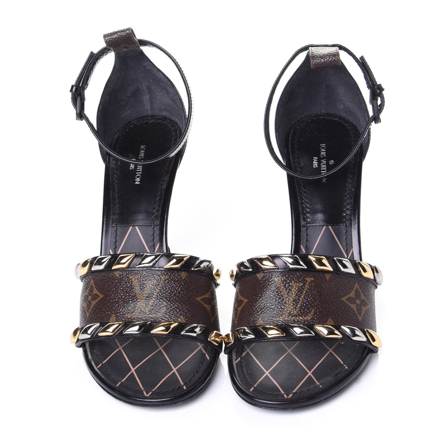 Calfskin Monogram Eldorado Heeled Sandals 36 Black