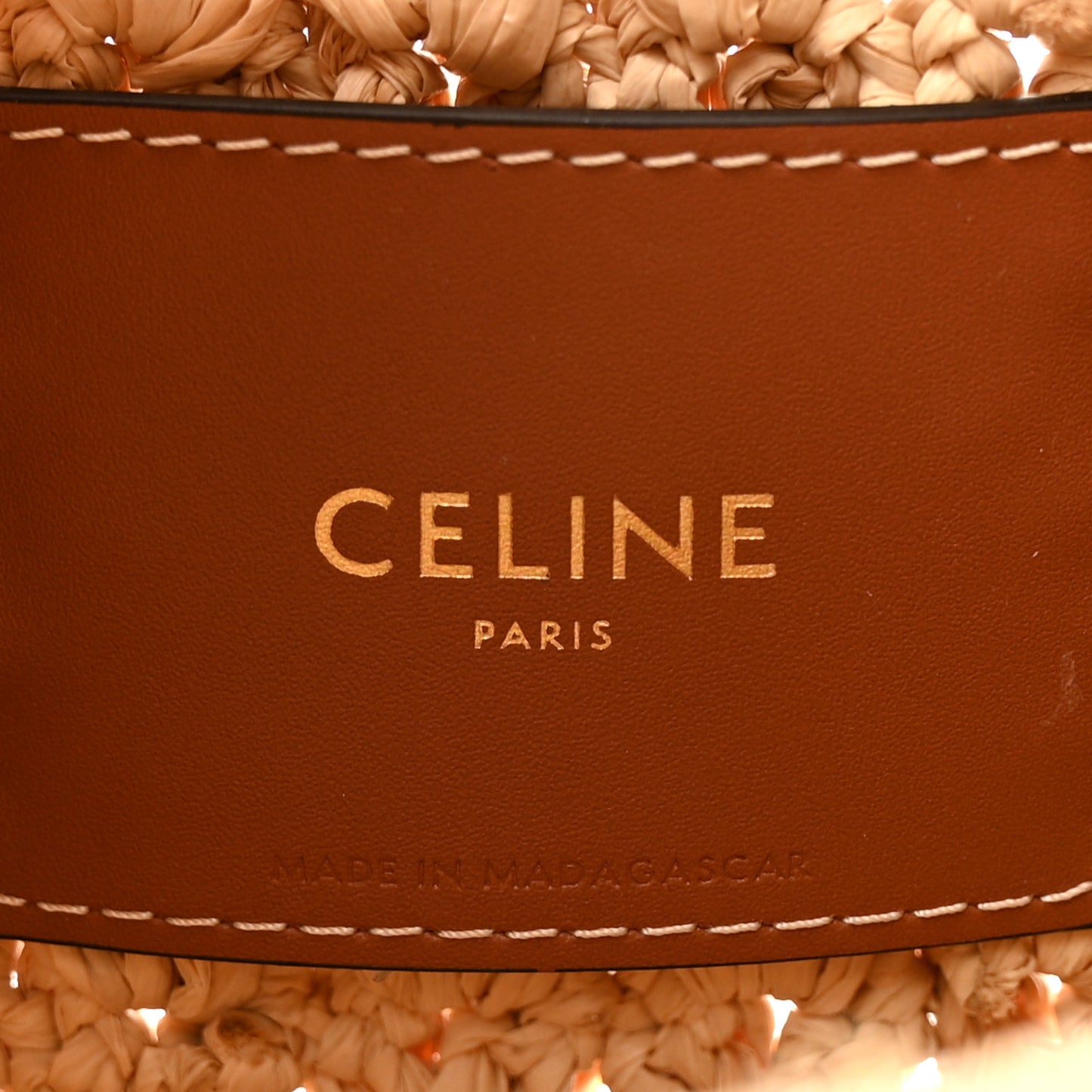 Raffia Calfskin Triomphe Panier Hobo Bag Natural Tan