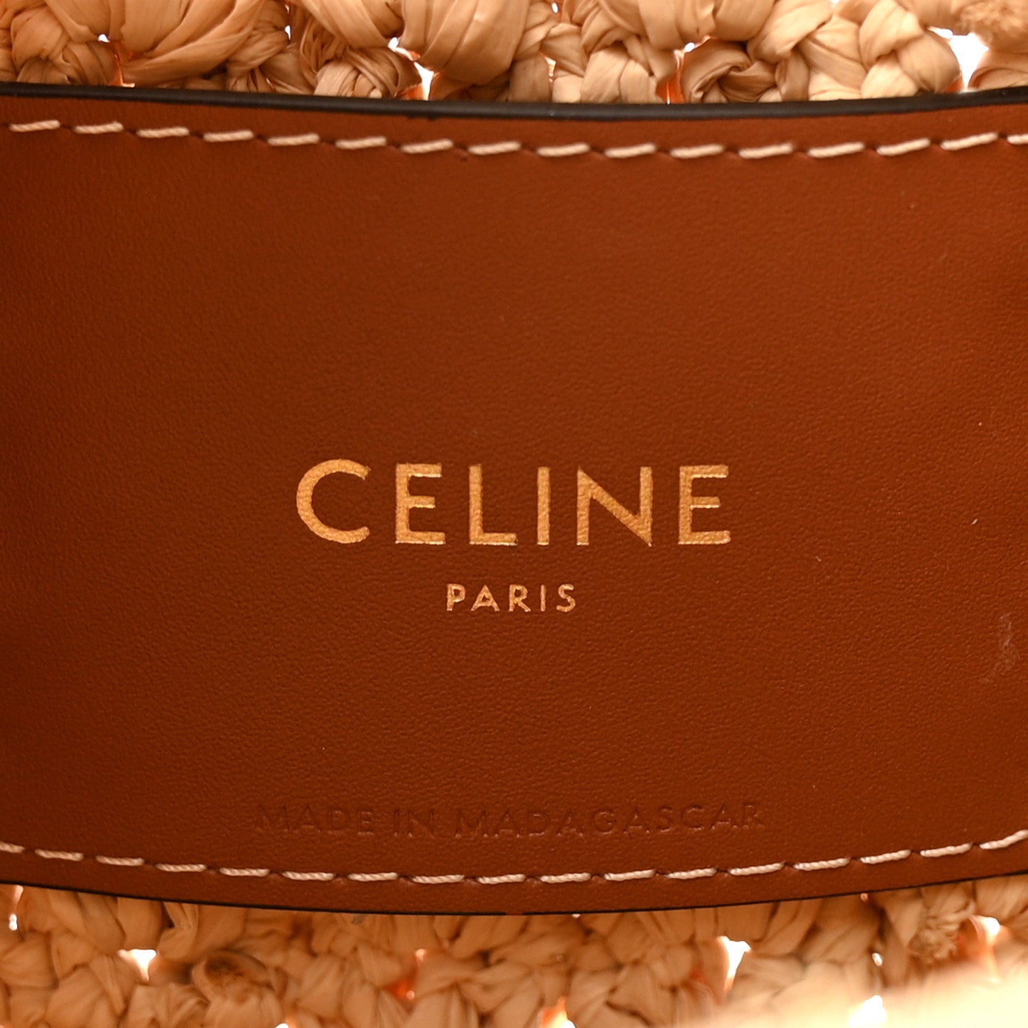 Celine Raffia Calfskin Triomphe Panier Hobo Bag Natural Tan 6 of 12