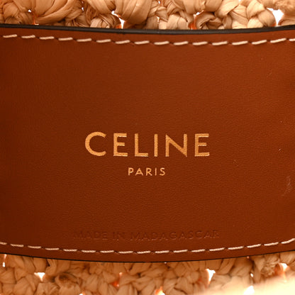 Celine Raffia Calfskin Triomphe Panier Hobo Bag Natural Tan 6 of 12
