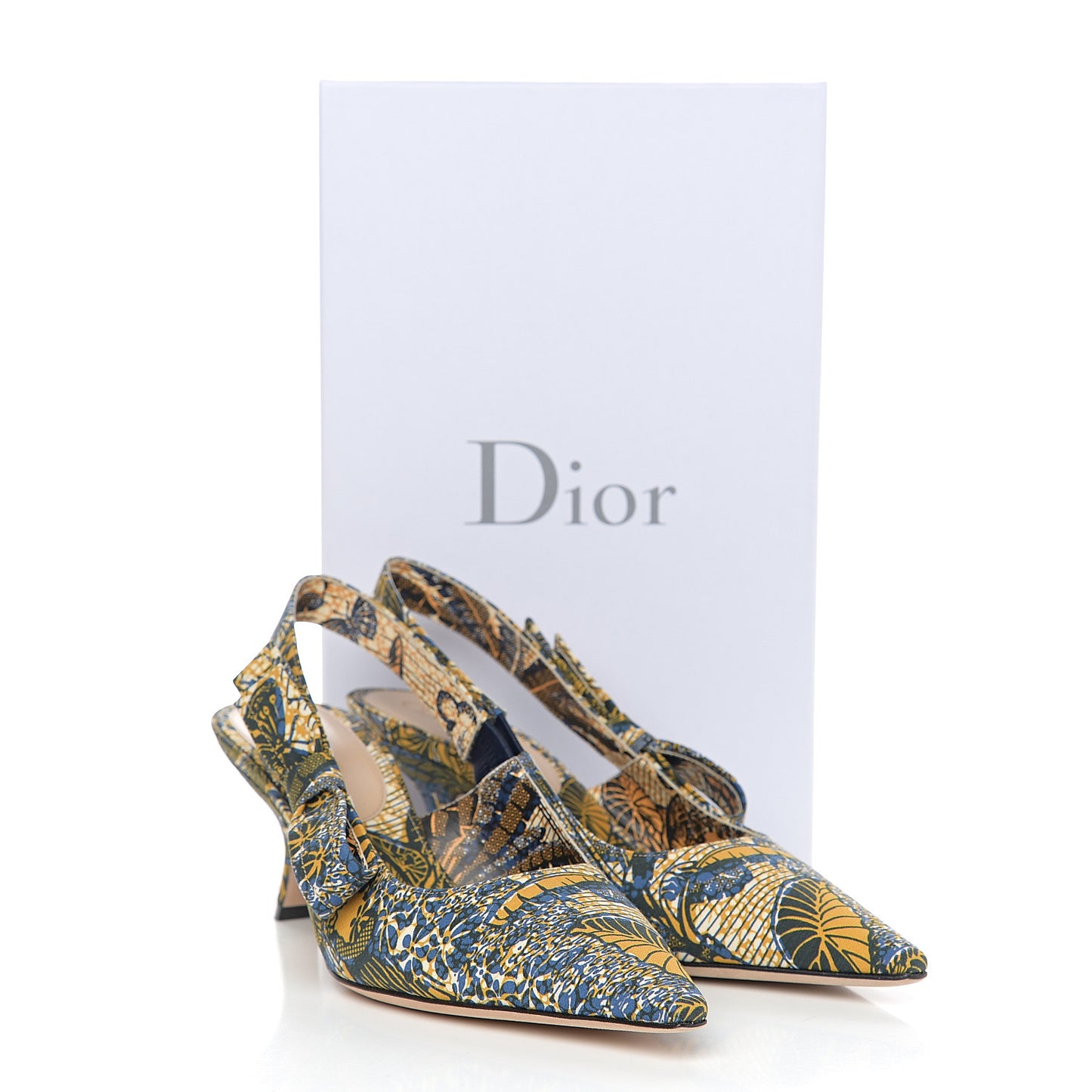 Toile De Jouy Sweet D Slingback Pumps 37.5 Blue Yellow