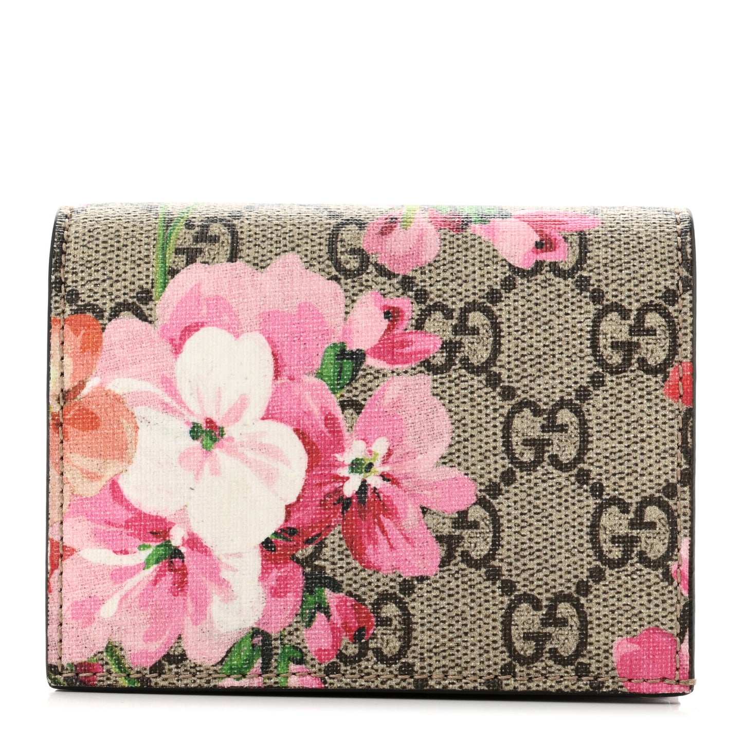 GG Supreme Monogram Blooms Card Case Beige Multicolor Dry Rose