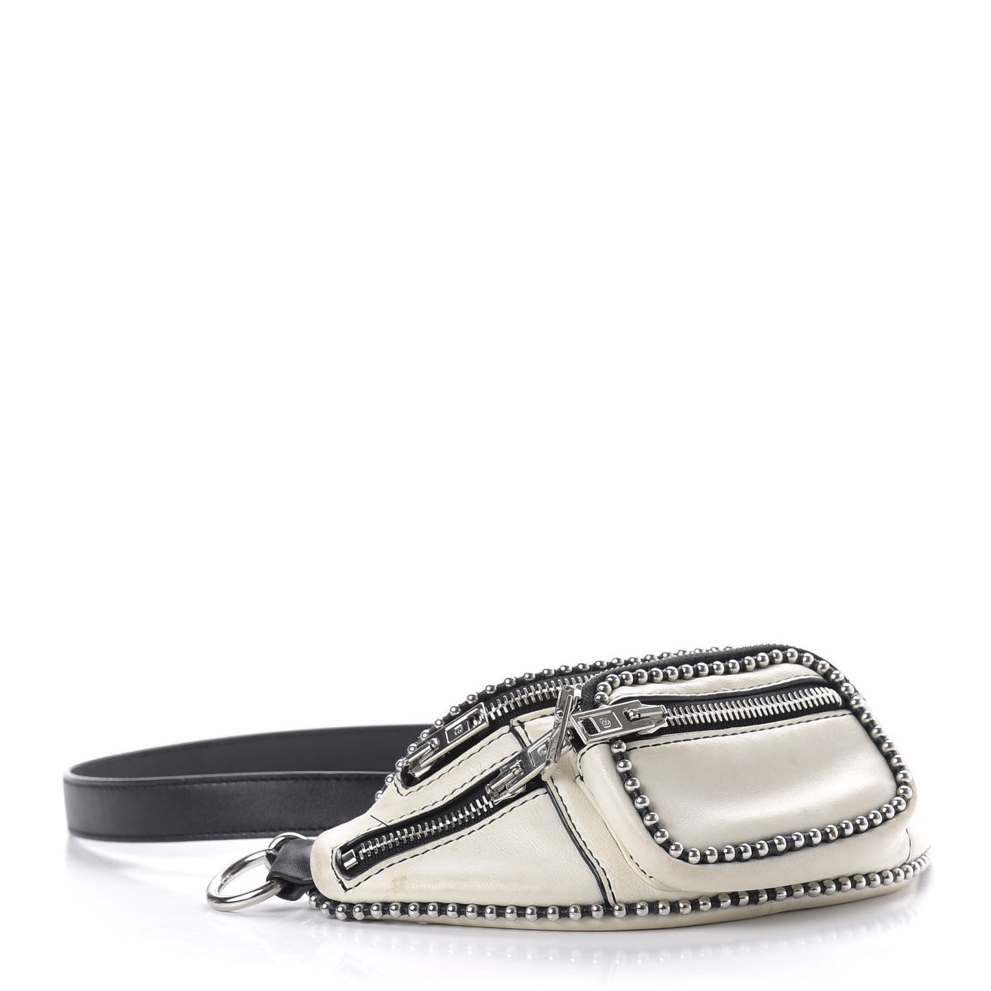 Lambskin Attica Studded Belt Bag White Black