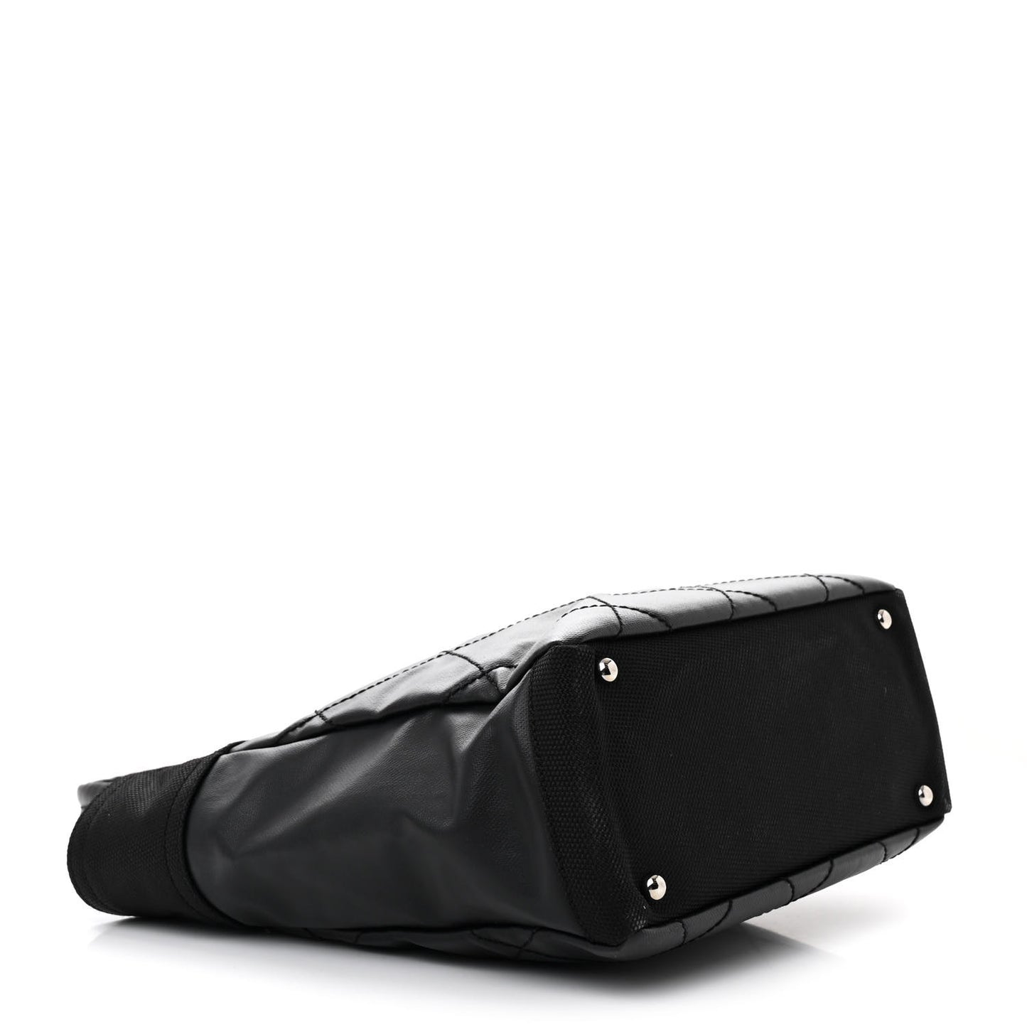 Coated Canvas Quilted Small Paris Biarritz Tote Black