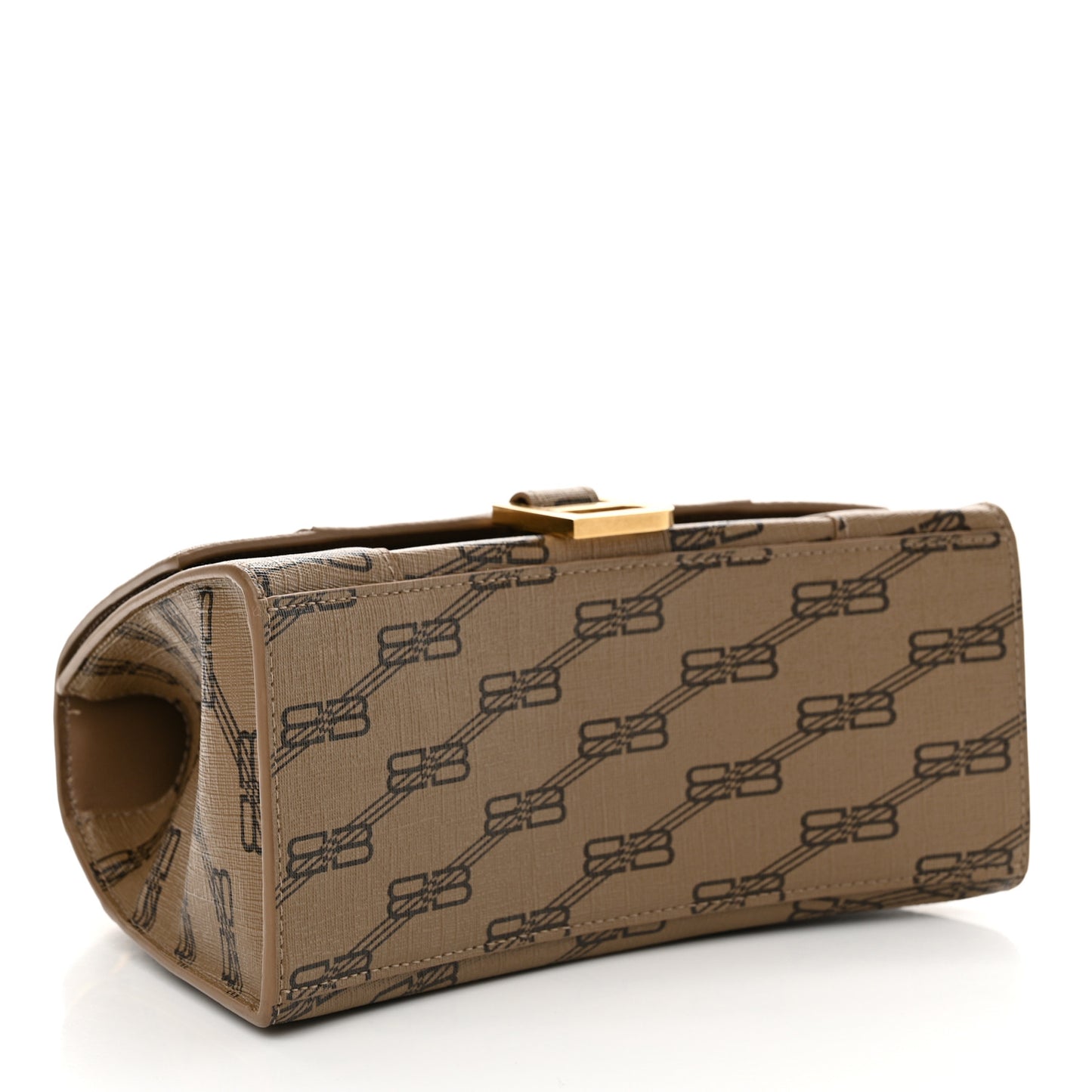 Coated Canvas BB Monogram Small Hourglass Top Handle Bag Beige Brown