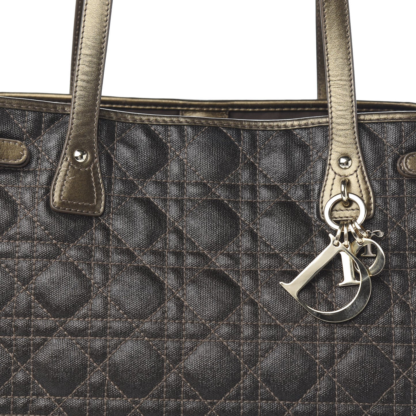 Coated Canvas Cannage Medium Panarea Tote Bronze
