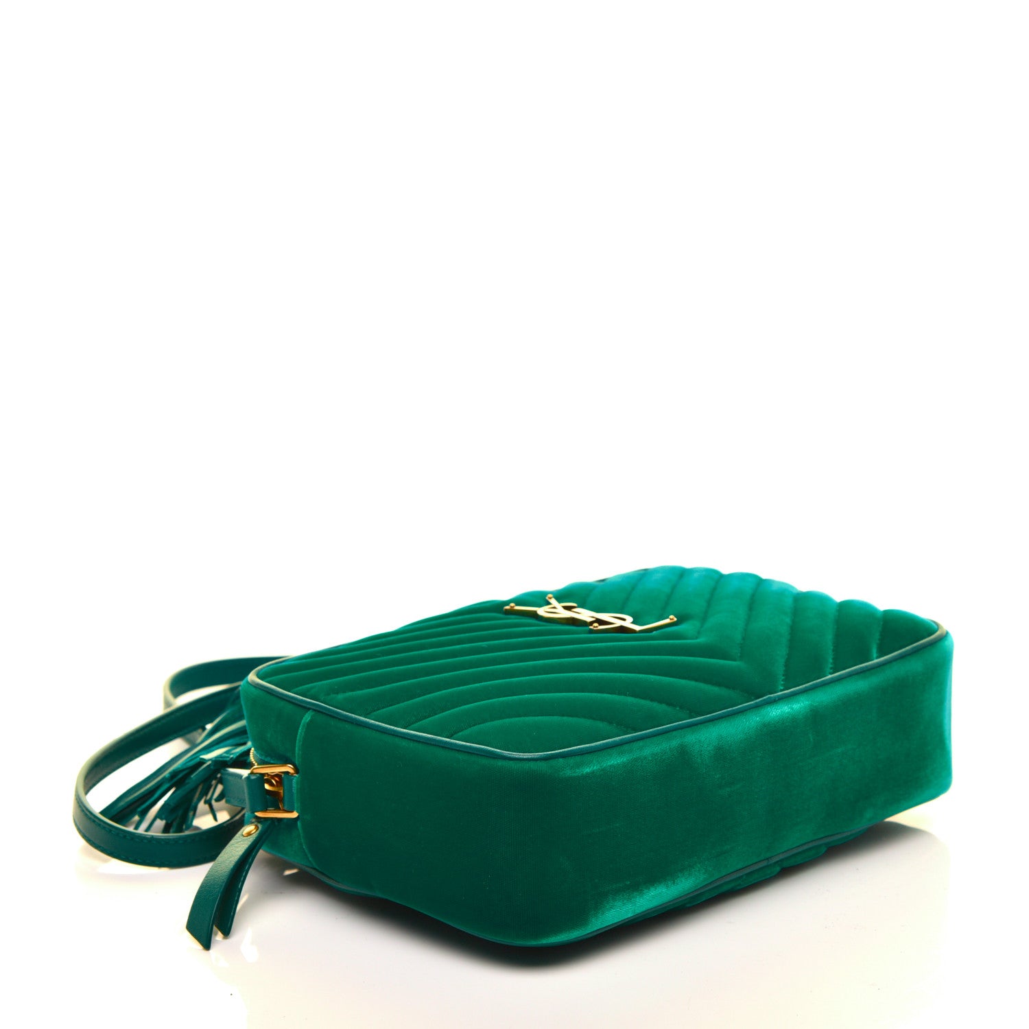 Saint Laurent Velvet Matelasse Monogram Lou Camera Bag Deep Malachite 4 of 8