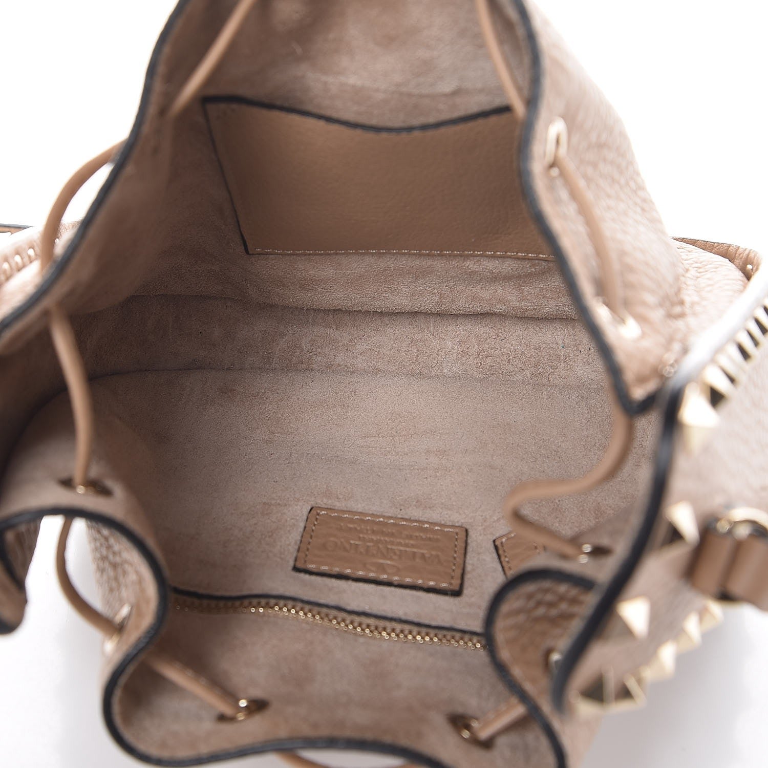 Valentino Garavani Alce Printed Calfskin Rockstud Bucket Bag Camel Rose 5 of 7