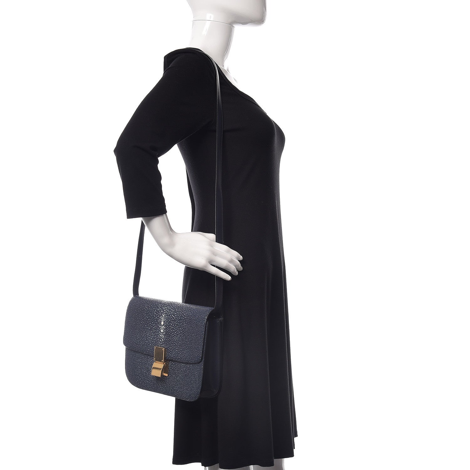 Celine Stingray Medium Classic Box Flap Bag Navy 2 of 10