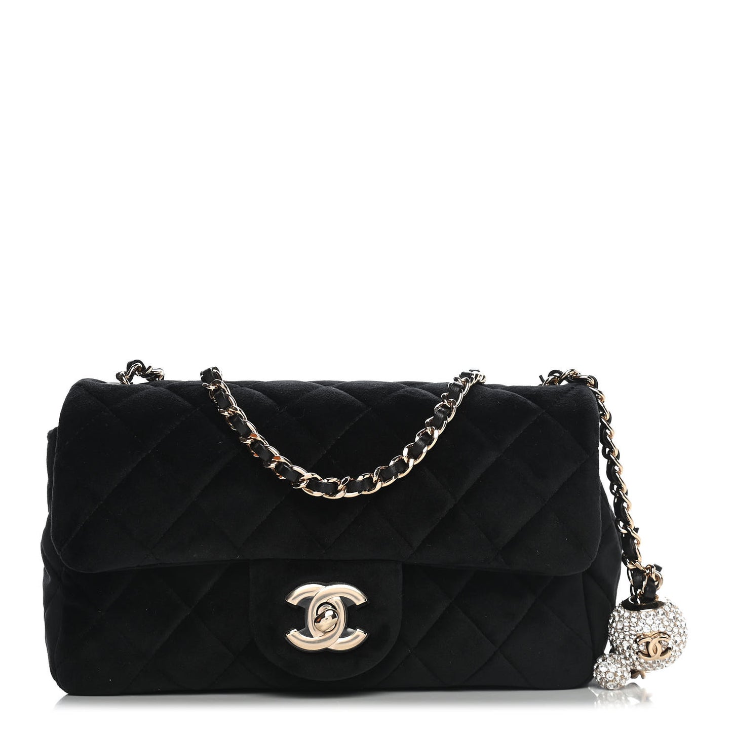 Velvet Quilted Mini Rectangular Pearl Crush Flap Black