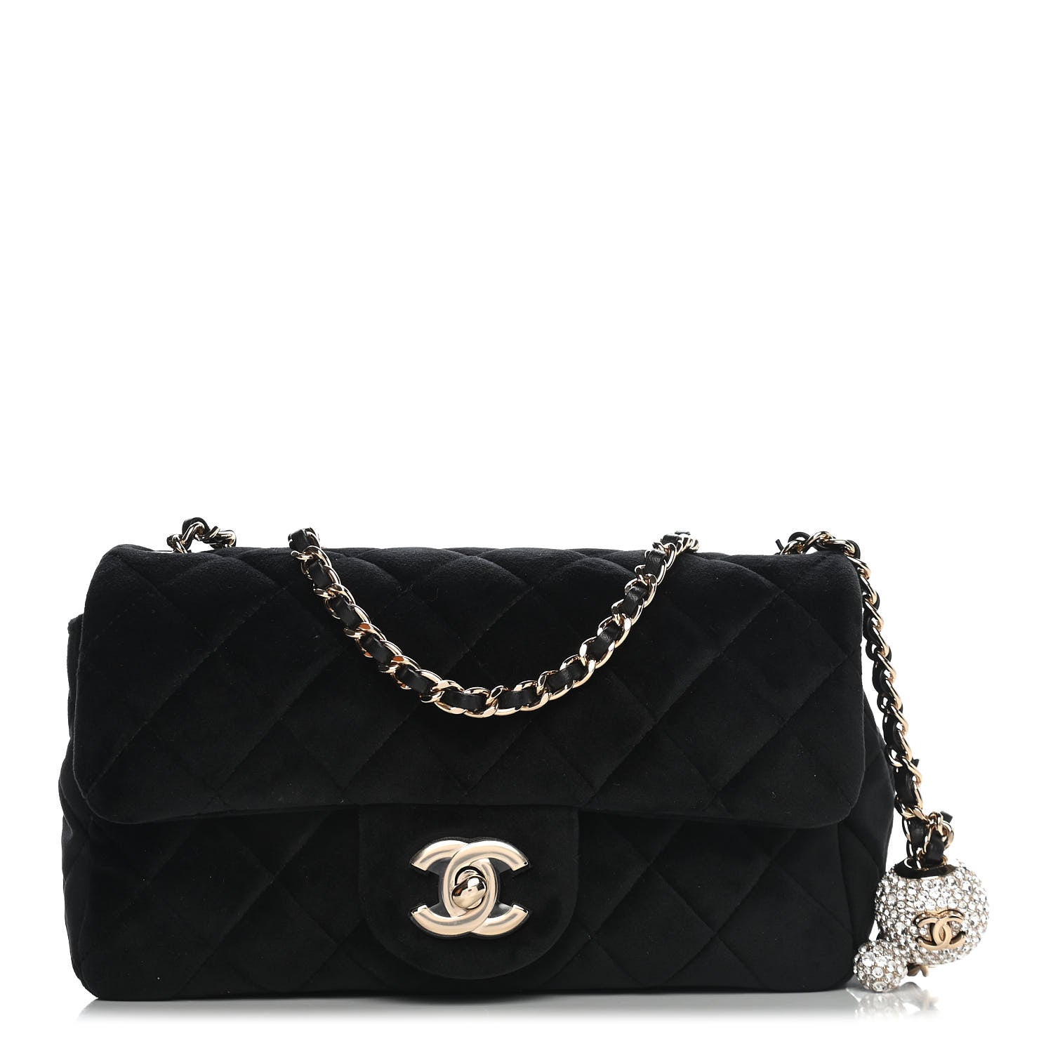 Chanel Velvet Quilted Mini Rectangular Pearl Crush Flap Black 1 of 9
