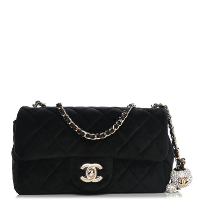 Chanel Velvet Quilted Mini Rectangular Pearl Crush Flap Black 1 of 9