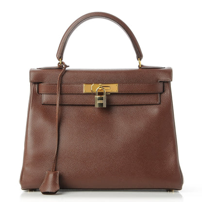 Hermes Courchevel Kelly Retourne 28 Chocolate 1 of 32