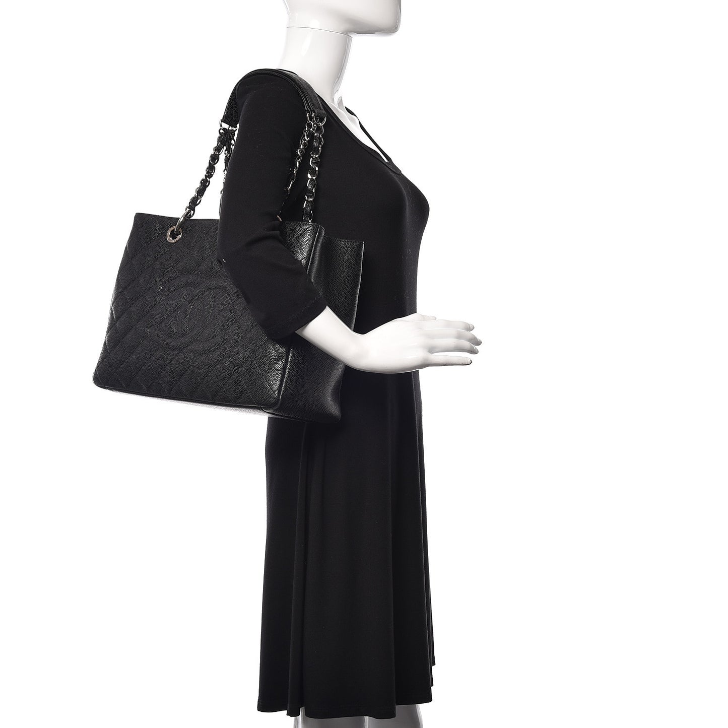 Caviar Quilted Grand Shopping Tote GST Black