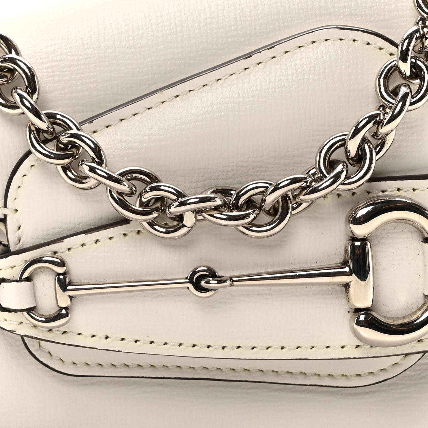 Demetra Mini Horsebit 1955 Asymmetric Shoulder Bag Great White