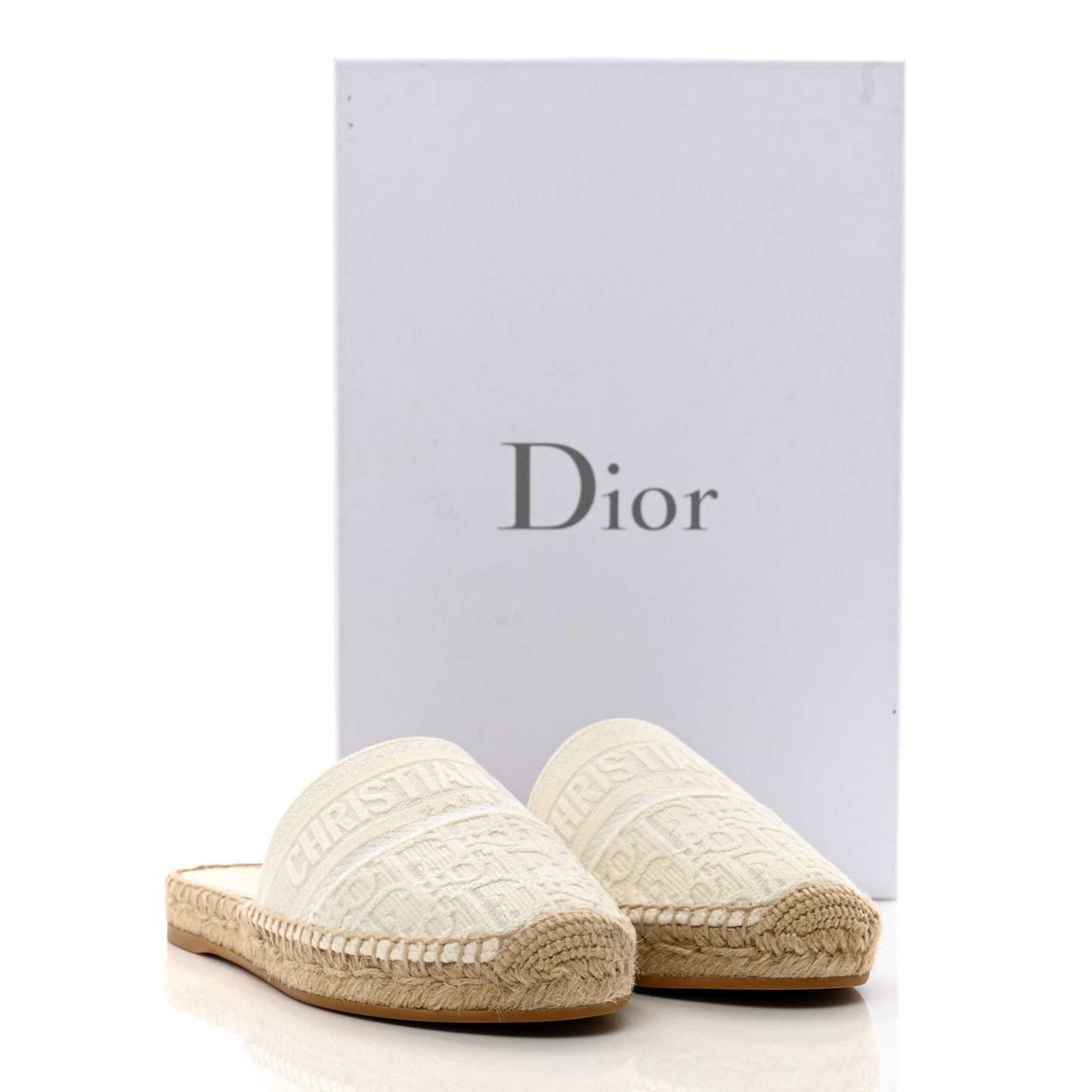 Oblique Embroidered Granville Espadrille 15mm Slippers 37 Ivory