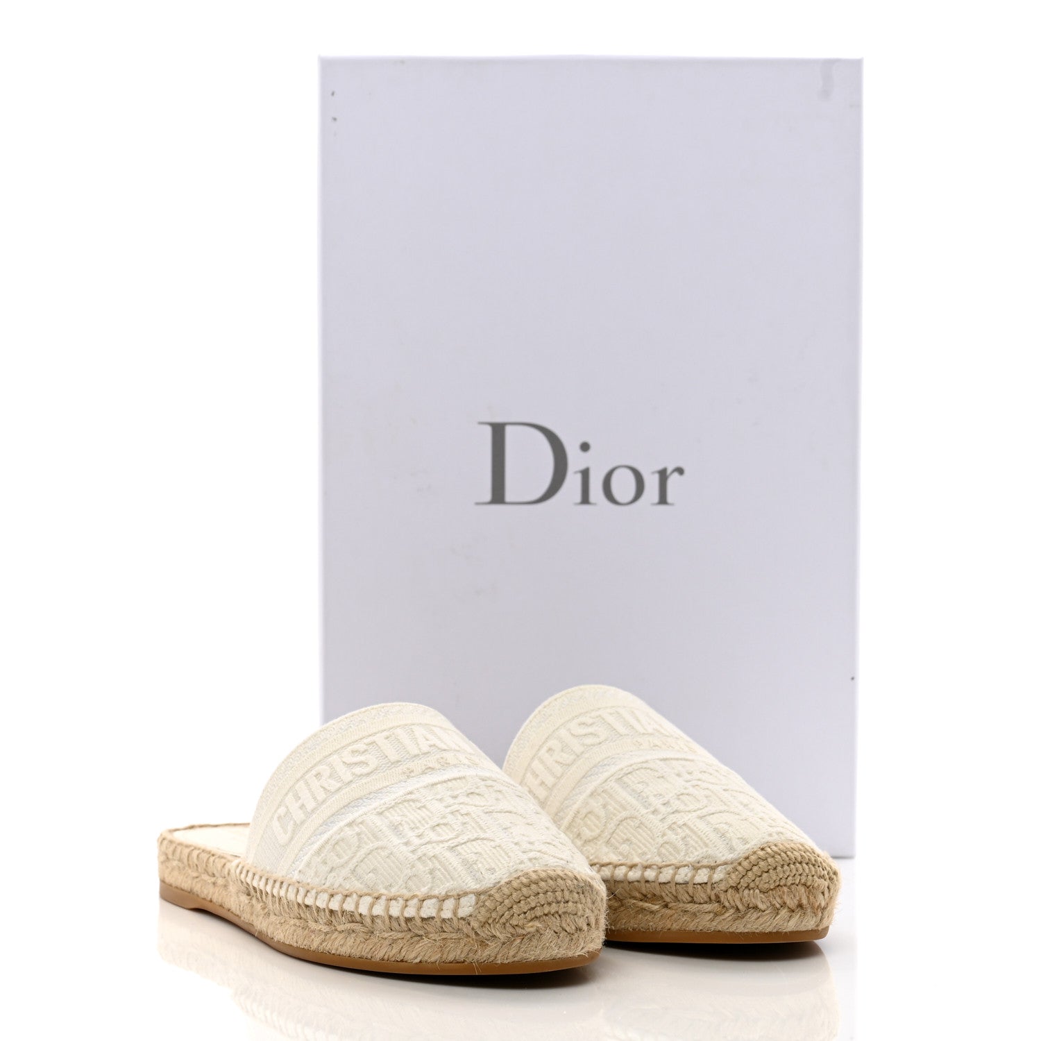 Christian Dior Oblique Embroidered Granville Espadrille 15mm Slippers 37 Ivory 8 of 8