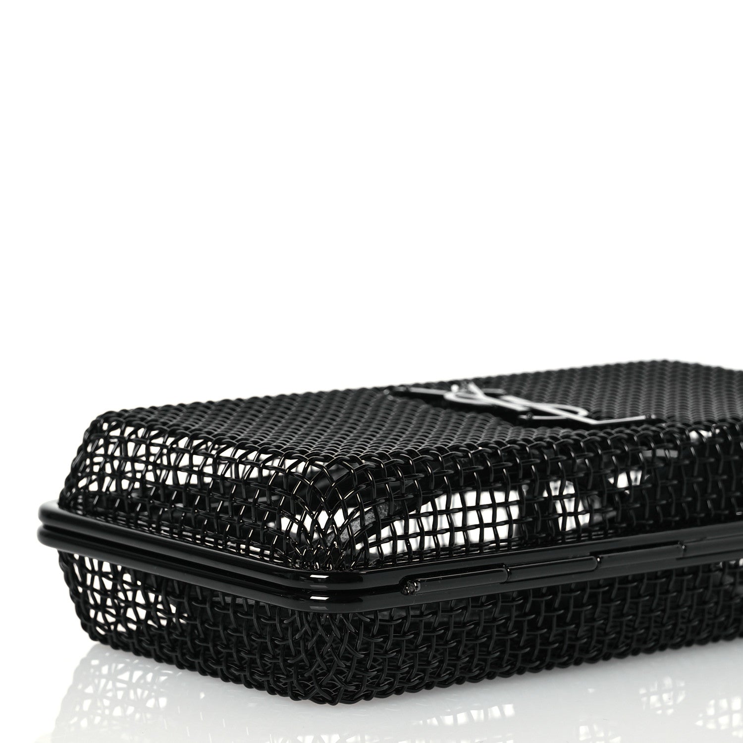 Saint Laurent Brass Lambskin Monogram Cassandre Cage Bag Black 8 of 9