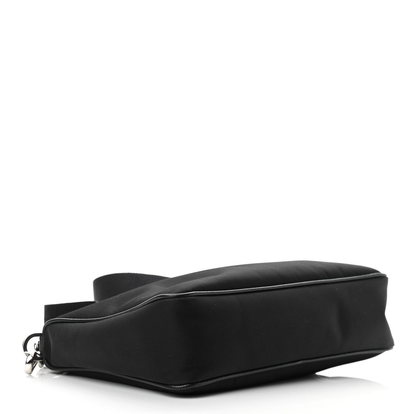 Re-Nylon Saffiano Pocket Zippered Shoulder Bag Black