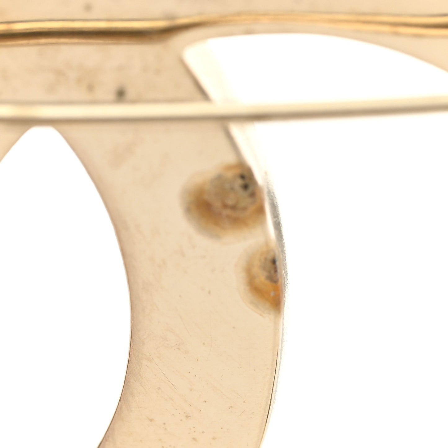 Baguette Crystal Quilted CC Brooch Gold
