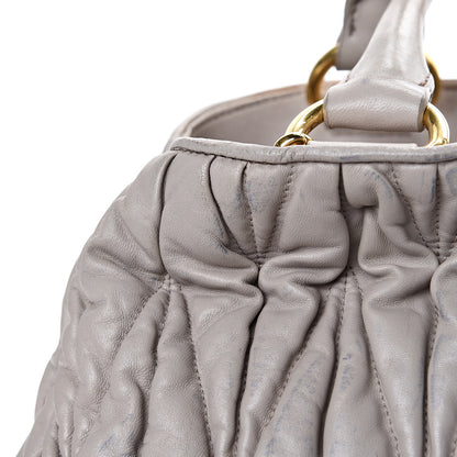 Miu Miu Nappa Matelasse Bauletto Top Handle Tote Pomice 22 of 23