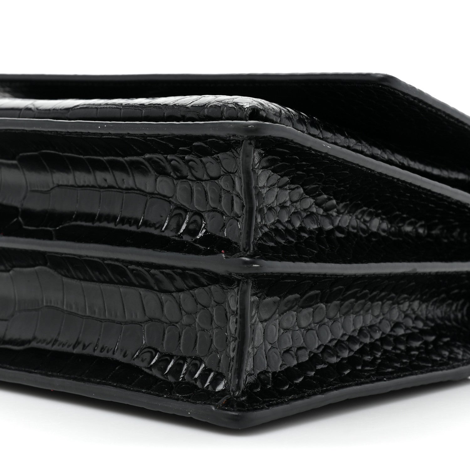 Saint Laurent Calfskin Crocodile Embossed Medium Monochrome Monogram Sunset Black 10 of 12