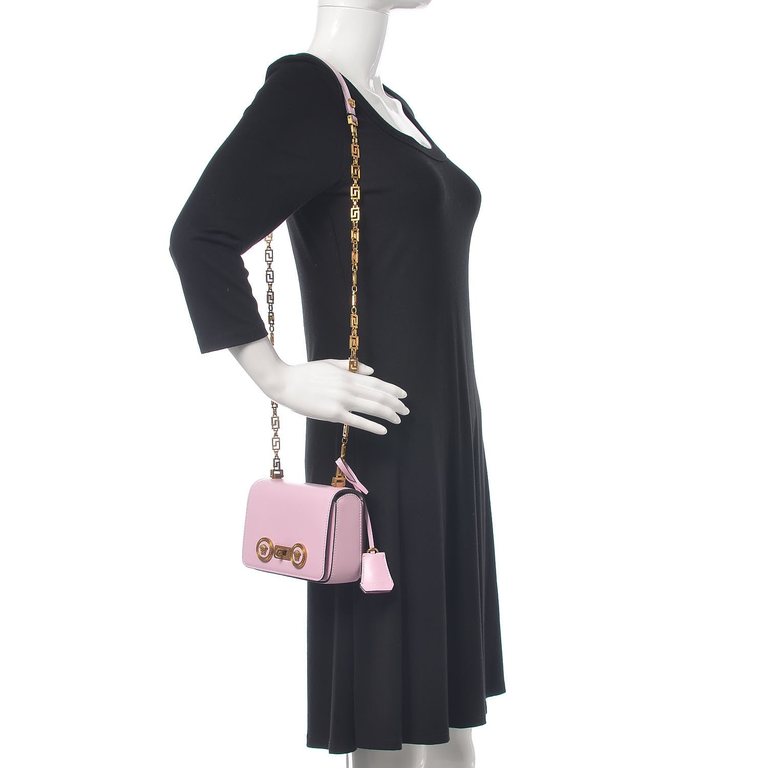 Versace Calfskin Small Icon Chain Bag Pink 2 of 11