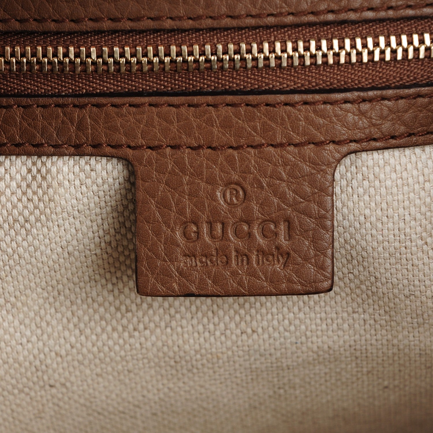 Gucci Pebbled Calfskin Medium Soho Chain Shoulder Bag Maple Brown 6 of 8