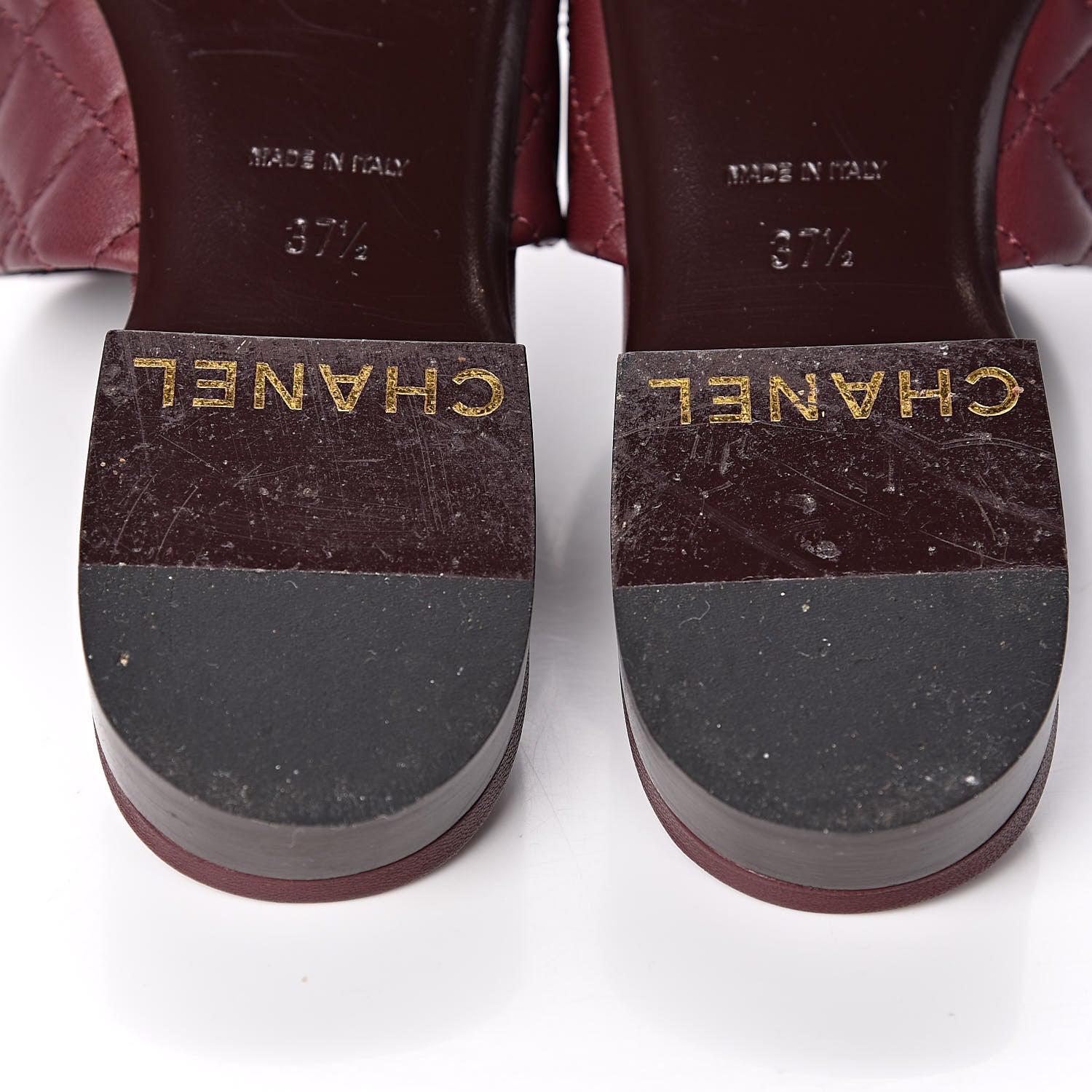Chanel Lambskin Quilted Chain Mules 37.5 Burgundy Black 11 of 11