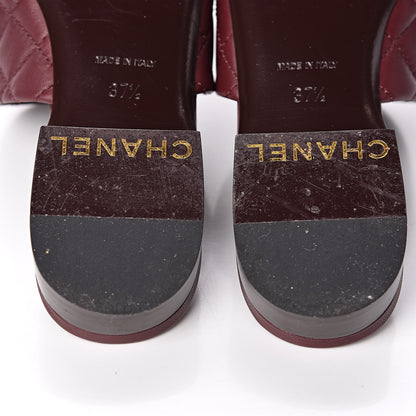Chanel Lambskin Quilted Chain Mules 37.5 Burgundy Black 11 of 11