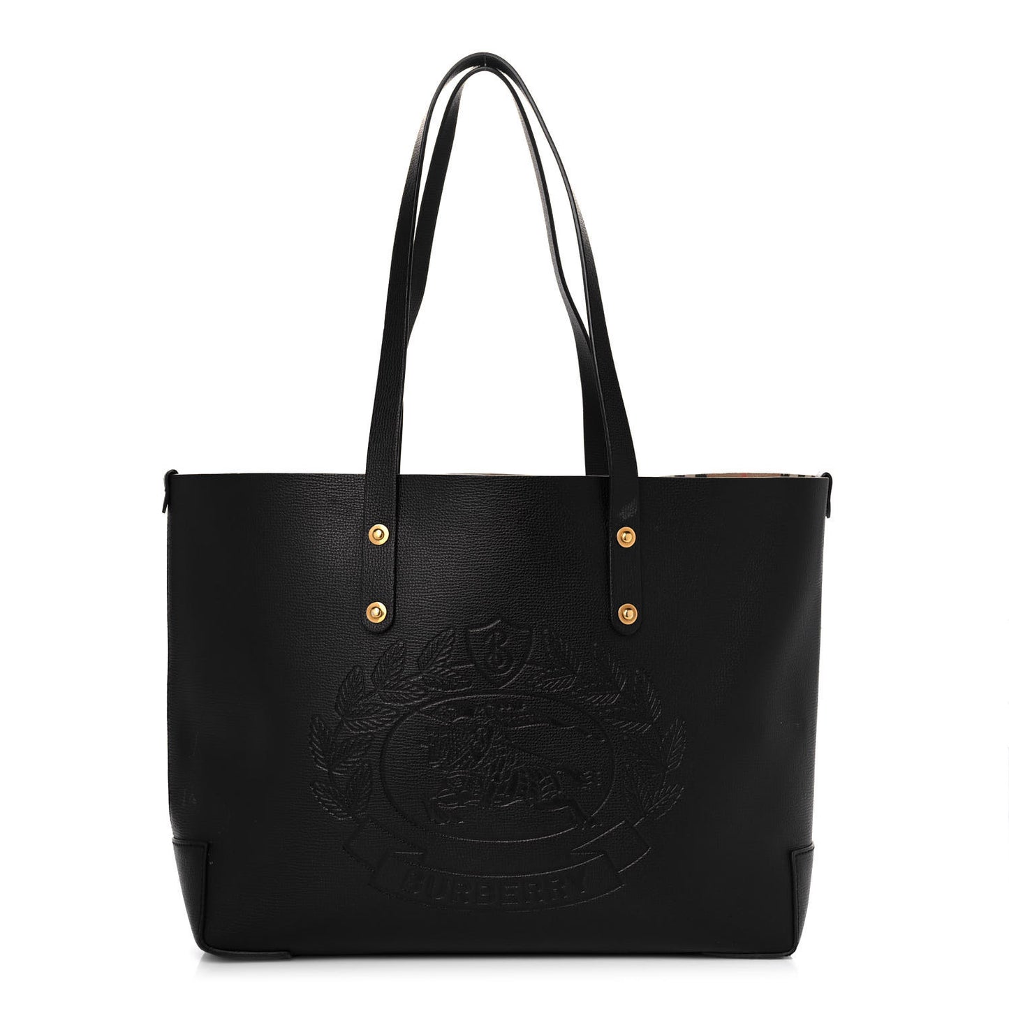 Calfskin Embossed Crest Medium Tote Black
