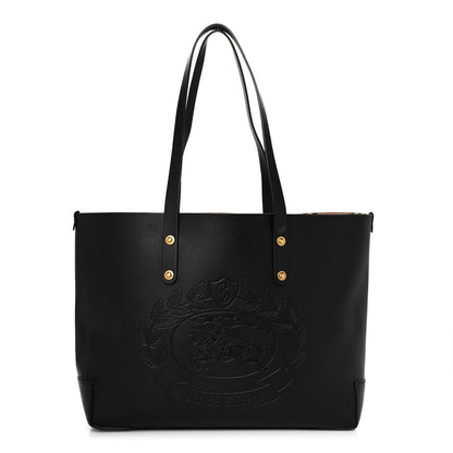 Burberry Calfskin Embossed Crest Medium Tote Black 1 of 12