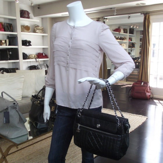 Chanel Aged Calfskin Perforated Expandable Tote Black 2 of 10