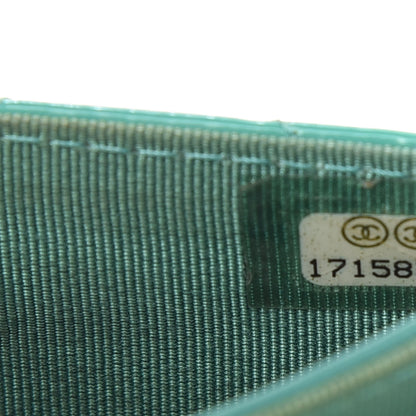 Chanel Patent Quilted Flap Card Holder Turquoise 10 of 11