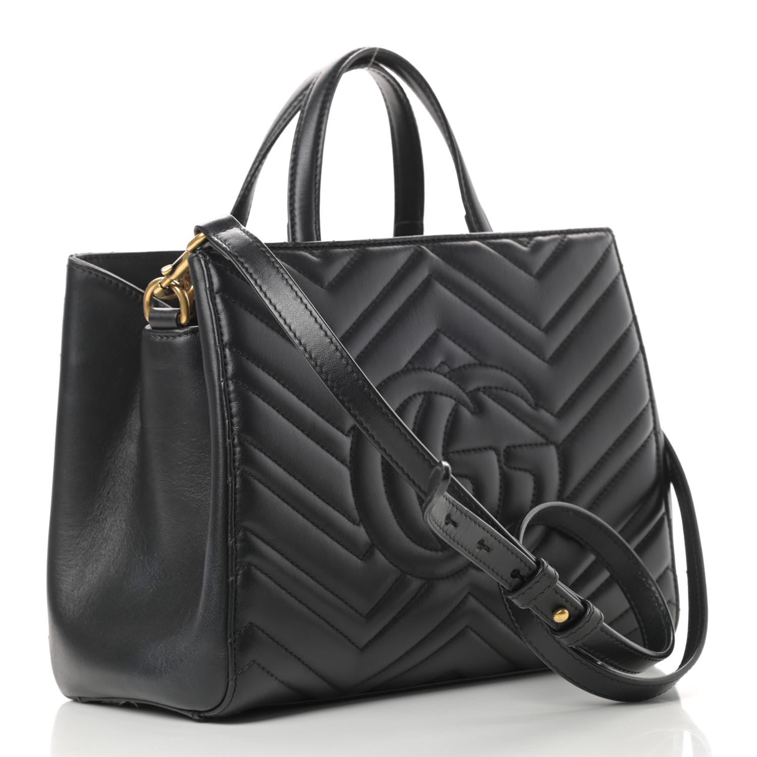 Gucci Calfskin Matelasse Small GG Marmont Tote Black 3 of 11