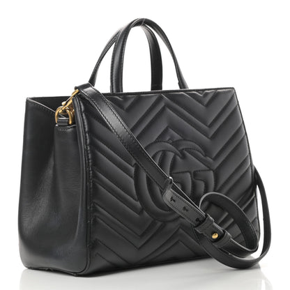Gucci Calfskin Matelasse Small GG Marmont Tote Black 3 of 11